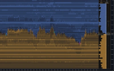 The same twenty minutes of liquidity in amber and blue — every colour and opacity is configurable