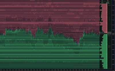 The same twenty minutes of liquidity in forest green and rose — every colour and opacity is configurable