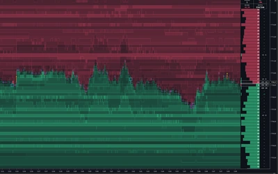 The same twenty minutes of liquidity in high-contrast neon — every colour and opacity is configurable