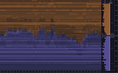 The same twenty minutes of liquidity in violet and orange — every colour and opacity is configurable